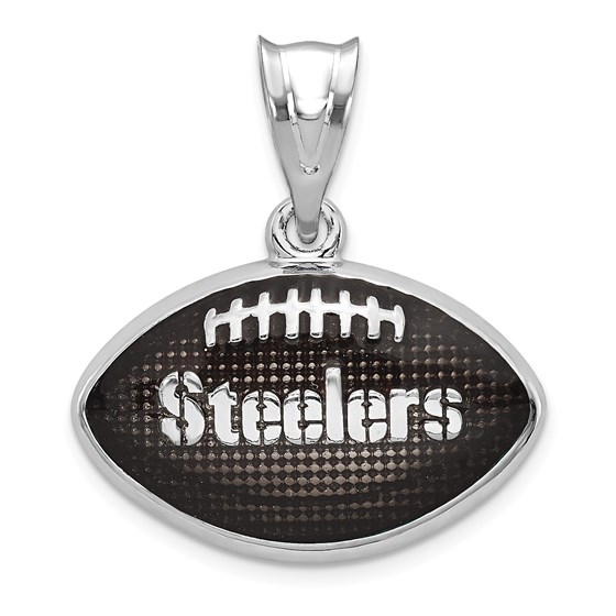 Sterling Silver Pittsburgh Steelers Enameled Football Pendant Sterling Silver Pittsburgh Steelers Enameled Football Pendant